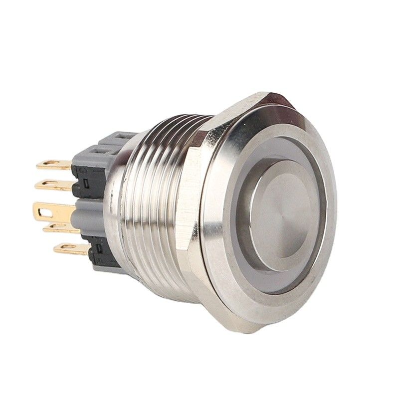 Podświetlane metalowe przełączniki przyciskowe 28 mm Okrągła dioda LED typu pierścieniowego 500 V