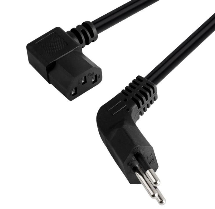 C13 Brazylijskie przewody zasilające prądu przemiennego Kabel z wtyczką zasilającą kątowy 90 stopni