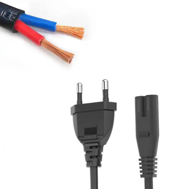 Elastyczne przewody zasilające prądu przemiennego UE Lekki przedłużacz elektryczny 2-pinowy