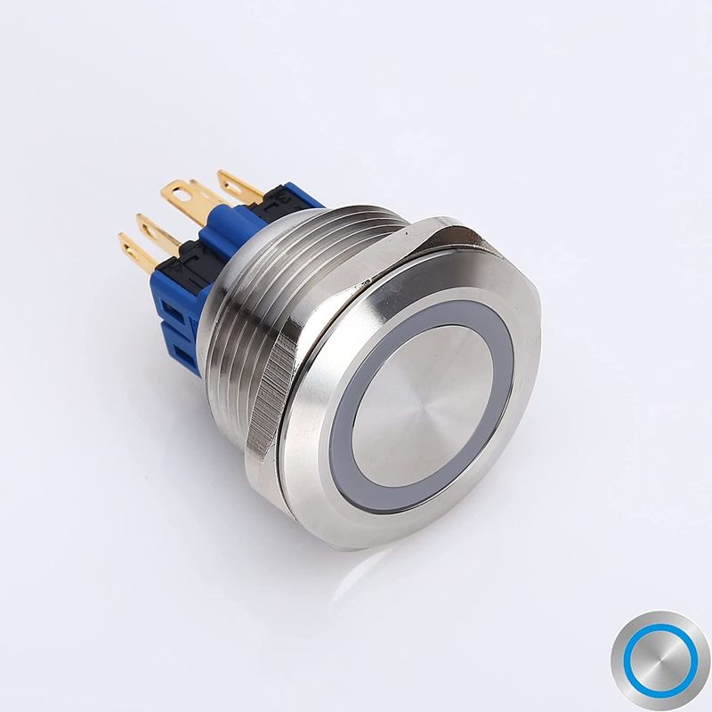 Podświetlane metalowe przełączniki przyciskowe 28 mm Okrągła dioda LED typu pierścieniowego 500 V