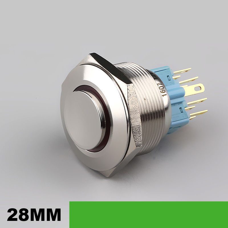 Podświetlane metalowe przełączniki przyciskowe 28 mm Okrągła dioda LED typu pierścieniowego 500 V