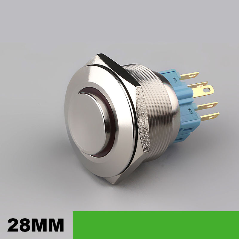 Podświetlane metalowe przełączniki przyciskowe 28 mm Okrągła dioda LED typu pierścieniowego 500 V