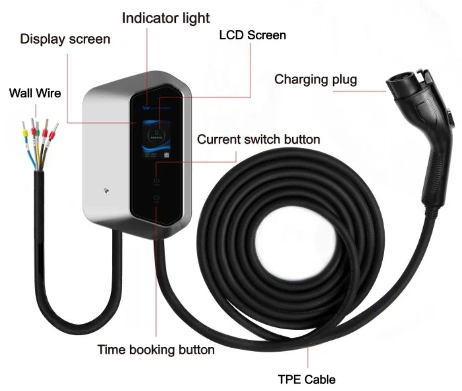 7KW 9KW 11KW 2.4 LCD Kolorowy Ekran Wall Ev Ładowarki Ip54 110-240V