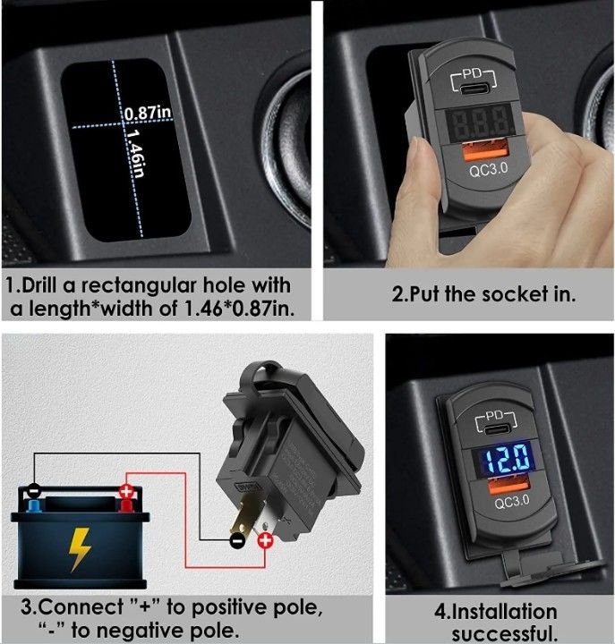 12v 24v USB ładowarka Rocker przełącznik szybkie ładowanie gniazdo wodoodporne Quick Dual Pd Qc3.0 dla samochodów Łódź