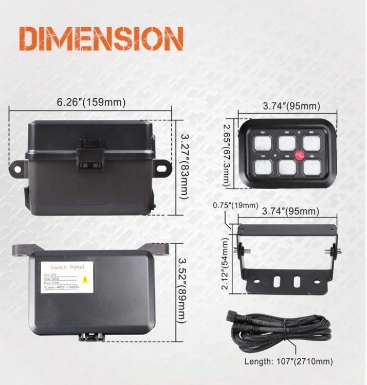 6 Gang 12V Led Switch Panel RGB Kit Automatyczny Universal Light Bar Controller Z APP