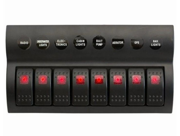 PANEL 8 GANG Z LED INDIKATOR ROCKER AUTO bezpieczniki