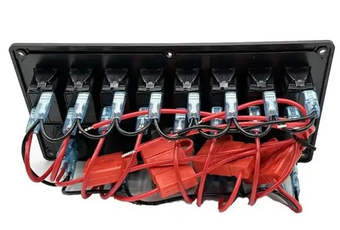 12V 8 Way Gang Rocker Switch Panel z W / 50A podwójnymi wtyczkami Andersona Akcesoria gniazdko zasilania i podwójny USB