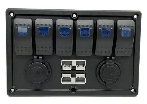 12V 8 Way Gang Rocker Switch Panel z W / 50A podwójnymi wtyczkami Andersona Akcesoria gniazdko zasilania i podwójny USB