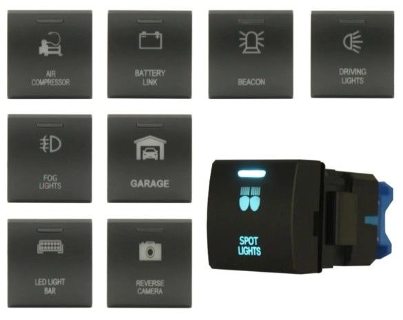 Niestandardowe logo DC 12V 3A CAMERA WRÓZNA LED Przesłanie przyciskowe dla Toyota Square Landcruiser Prado