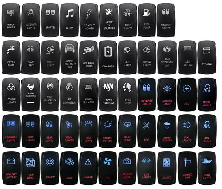 12V 24V OEM Symbol Customized Marine Led Waterproof 24 Volt Marine 4 Pin 5Pin Onoffon Rocker Switch