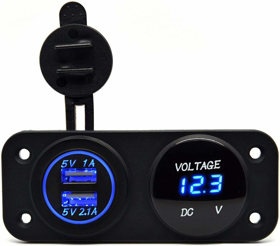 DC 12V 24V LED cyfrowy Voltmeter Podwójny gniazdo zasilające gniazdko 3.1A