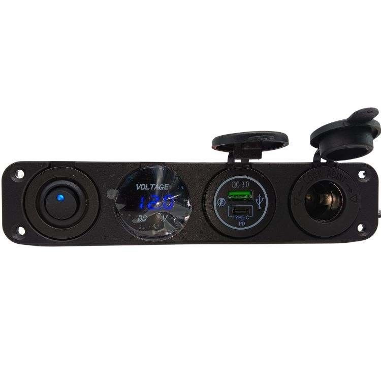 4 w 1 Voltmeter samochodowy podwójny USB 12V Cigarety samochodowe zapalniczka Pomiar napięcia z przełącznikiem